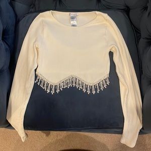 Zara Rhinestone Crop Long Sleeve Shitt (XS)